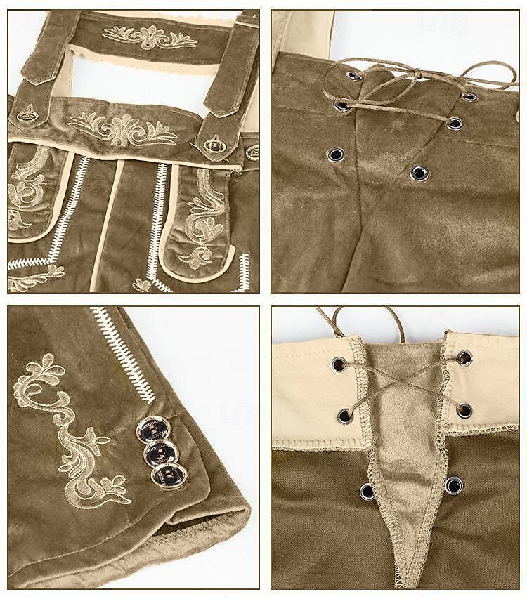AlpenKraft – Heren Lederhosen-Shorts met Borduursel – Bruin of Zwart