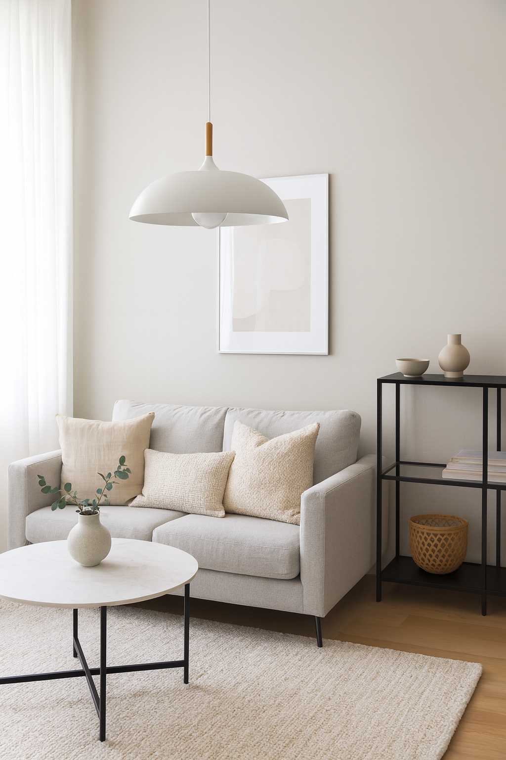 Pastelume – Retro pendant lamp with wood & pastel-colored metal shade