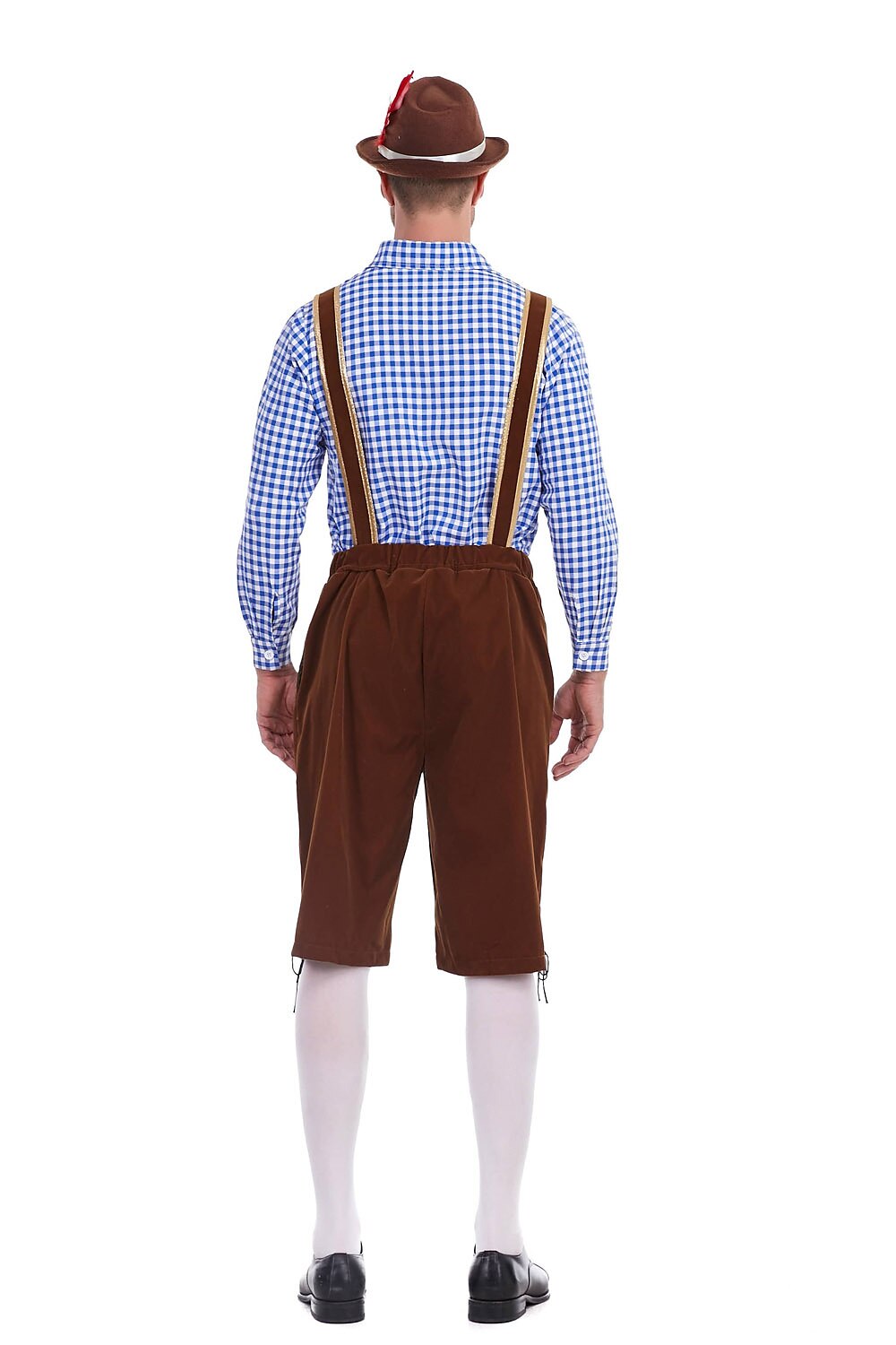 Heimatbursch – Conjunto de traje masculino con Lederhose bordado y camisa a cuadros