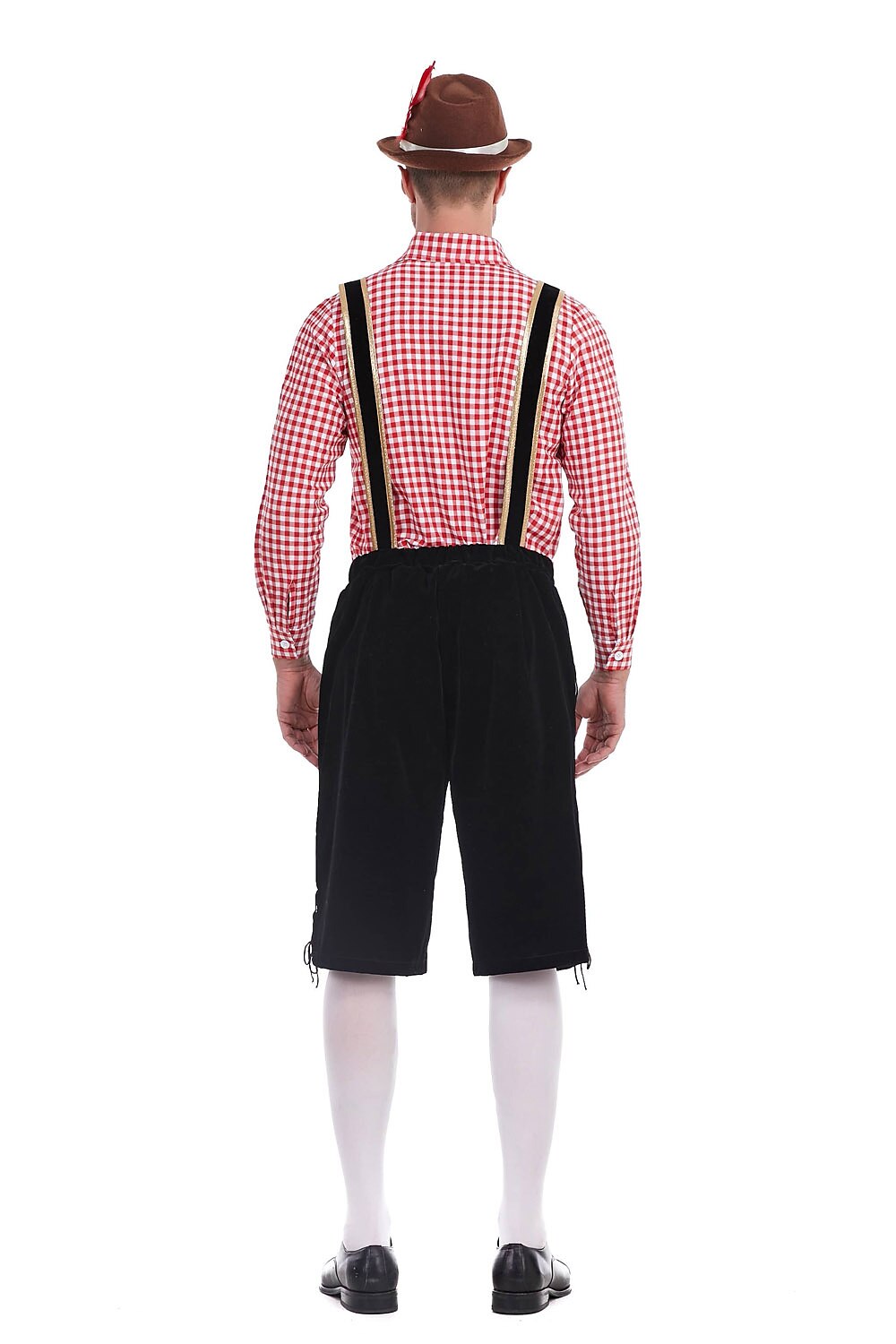 Heimatbursch – Conjunto de traje masculino con Lederhose bordado y camisa a cuadros