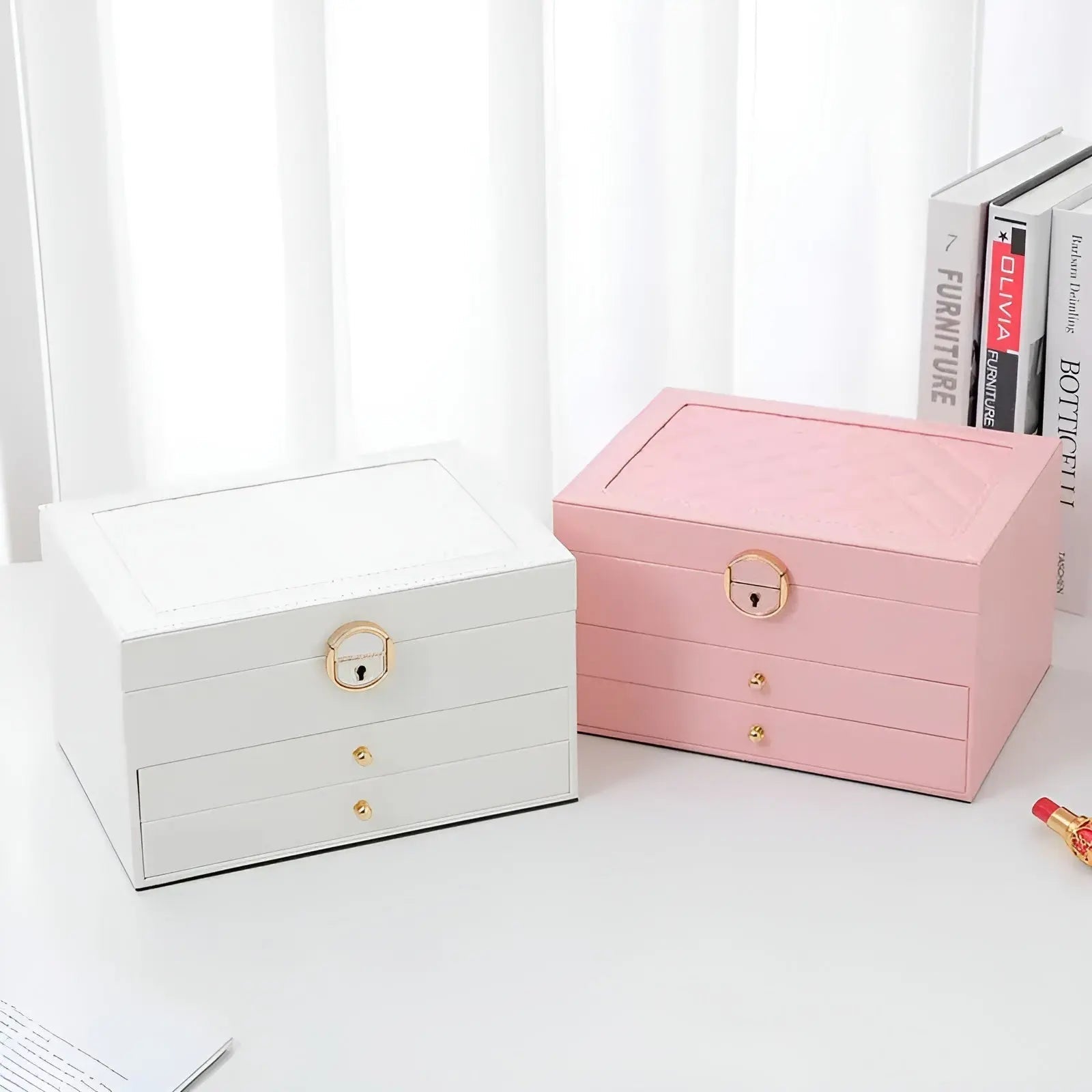 EleganceBox – Luxe meerlaagse sieradendoos van PU-leer